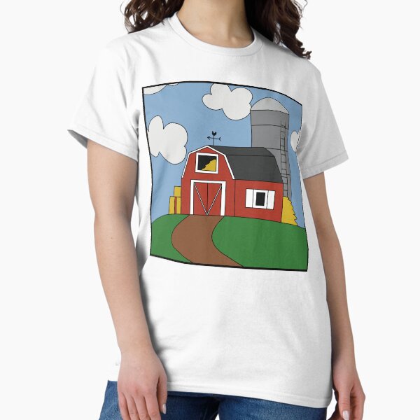 Vista previa del artículo con la obra «Granero y silo de granja situados en una colina», diseñado y vendido por CNDStore.