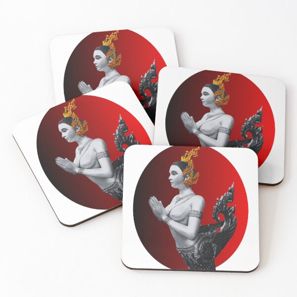 Item preview, Thailand Kinnaree in B&W over Red Background designed and sold by Linklandiya.