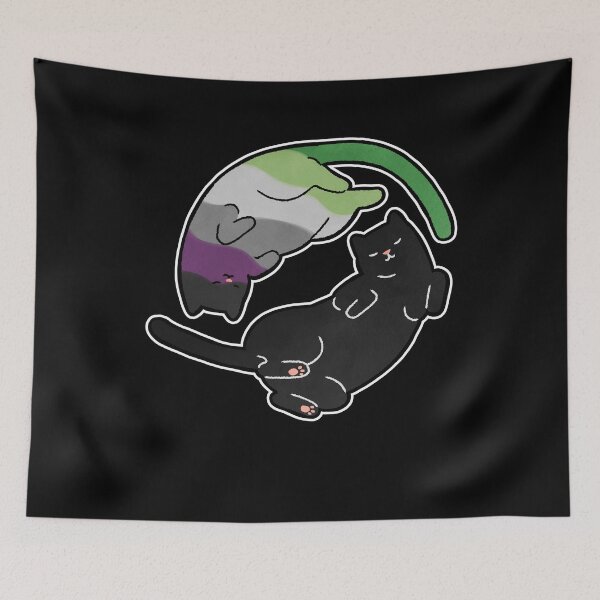Item preview, Aroace Cat Yin Yang LGBT Asexual Aromantic Pride Flag designed and sold by Clara Hollins.