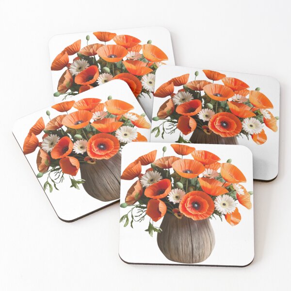 Item preview, "Bright Orange Poppy & Daisy Silk Flower Bouquet – Stunning Wedding Decor" designed and sold by STmez Design.