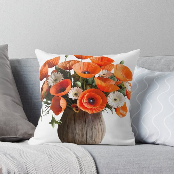 Item preview, "Bright Orange Poppy & Daisy Silk Flower Bouquet – Stunning Wedding Decor" designed and sold by STmez Design.