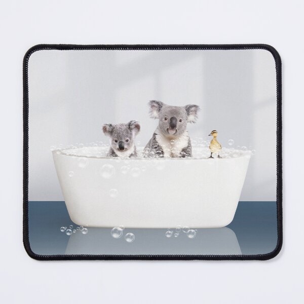 Item preview, Two Koalas and Duckling in Modern Bathtub Blue Print, Baby Koala Bathing, Animals in Bathtub Art by Synplus designed and sold by synplus.