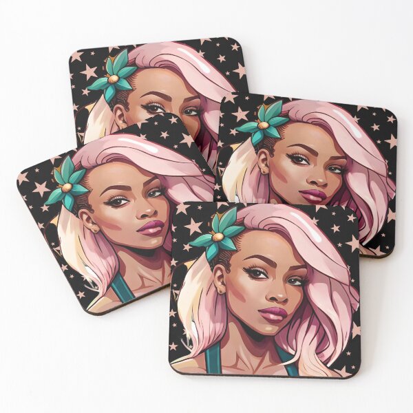Item preview, Glam Flower Stargirl Pink Superstar Beautiful Stars Teal  designed and sold by Melan Designs.