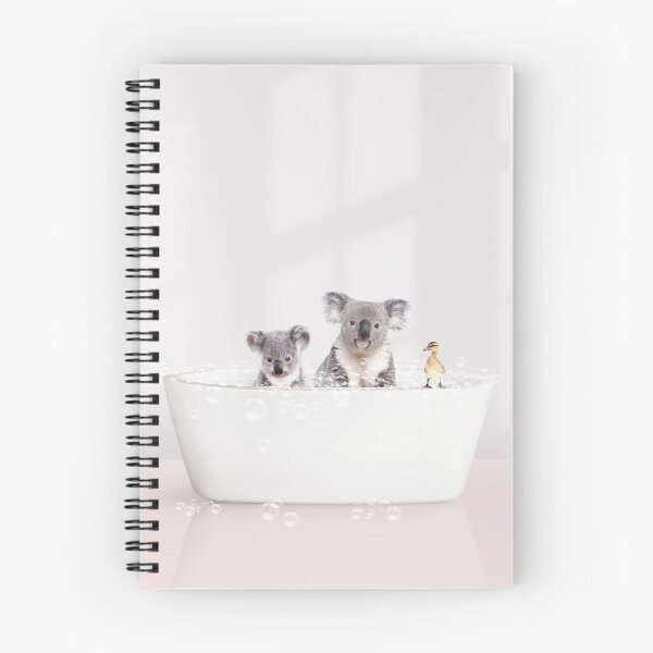 Item preview, Two Koalas and Duckling in Modern Bathtub Pink Print, Baby Koala Bathing, Animals in Bathtub Art by Synplus designed and sold by synplus.