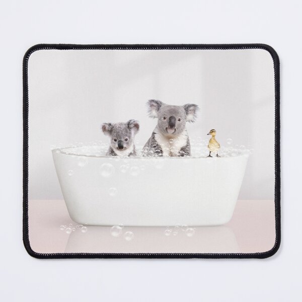 Item preview, Two Koalas and Duckling in Modern Bathtub Pink Print, Baby Koala Bathing, Animals in Bathtub Art by Synplus designed and sold by synplus.