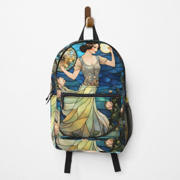 Item preview, ROARING 1920s FLAPPER LADY CHINOISE DAME GODDESS Stained Glass Style - Early Century Art Deco Nouveau ~ Birthday Christmas Gift designed and sold by Spinning Plates 360.