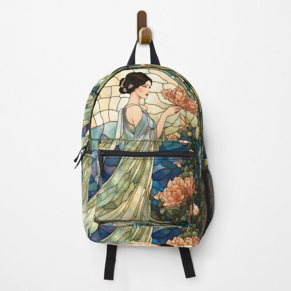 Item preview, ROARING 1920s FLAPPER LADY CHINOISE DAME GODDESS Stained Glass Style - Early Century Art Deco Nouveau ~ Birthday Christmas Gift designed and sold by Spinning Plates 360.