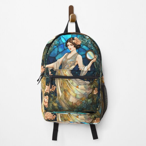 Item preview, ROARING 1920s FLAPPER LADY CHINOISE DAME GODDESS Stained Glass Style - Early Century Art Deco Nouveau ~ Birthday Christmas Gift designed and sold by Spinning Plates 360.