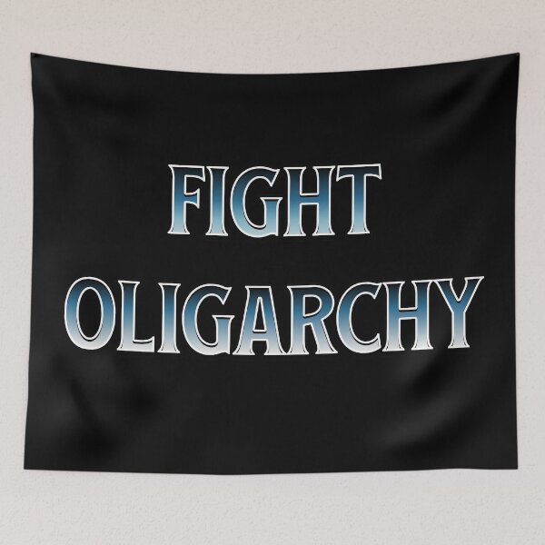Item preview, Fight Oligarchy Metal Style Black & Blue Fight the Power designed and sold by The Sticker Bureau.