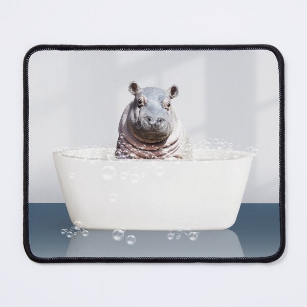 Item preview, Baby Hippo in Modern Bathtub Blue Print, Baby Hippo Bathing, Animals in Bathtub Art by Synplus designed and sold by synplus.