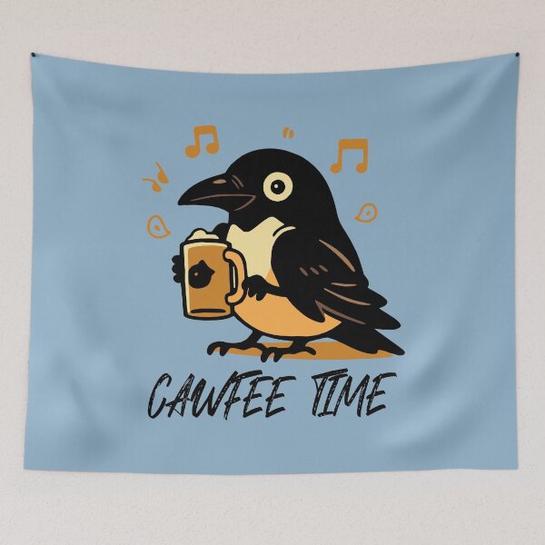 Item preview, Cute Crow Drinking Coffee Cawfee Time designed and sold by NosandEdgy.