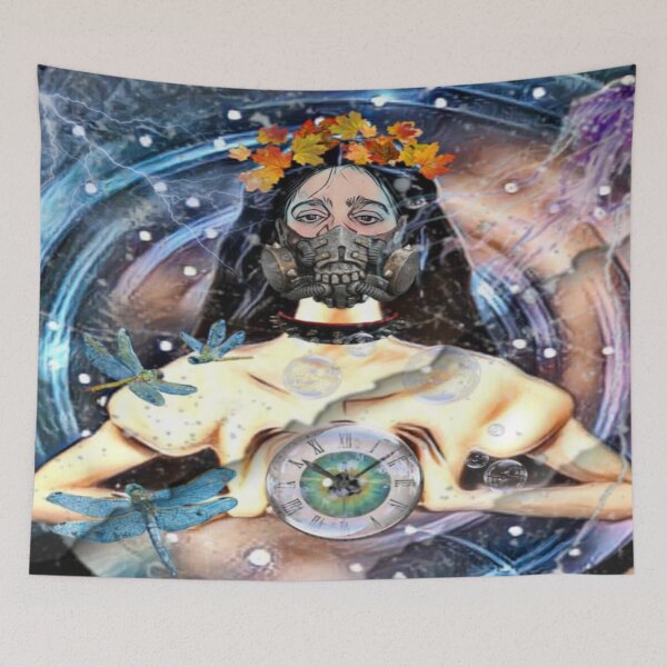 Item preview, psychedelic portrait post-apocalyptic woman designed and sold by Cyberomiz.