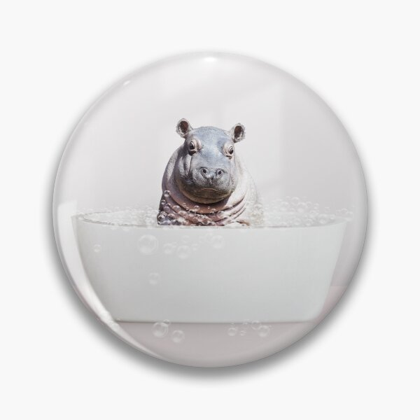 Item preview, Baby Hippo in Modern Bathtub Pink Print, Baby Hippo Bathing, Animals in Bathtub Art by Synplus designed and sold by synplus.