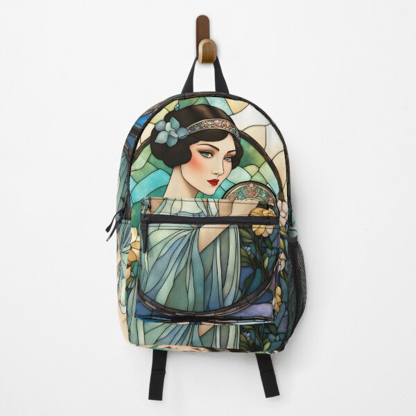 Item preview, ROARING 1920s FLAPPER LADY CHINOISE DAME GODDESS Stained Glass Style - Early Century Art Deco Nouveau ~ Birthday Christmas Gift designed and sold by Spinning Plates 360.