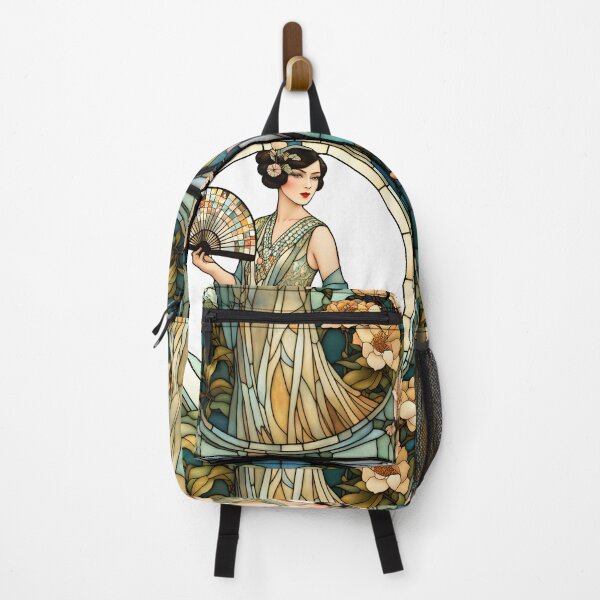 Item preview, ROARING 1920s FLAPPER LADY CHINOISE DAME GODDESS Stained Glass Style - Early Century Art Deco Nouveau ~ Birthday Christmas Gift designed and sold by Spinning Plates 360.