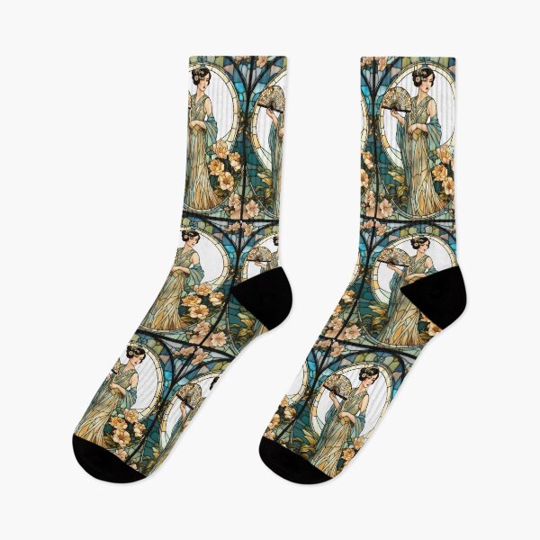 Item preview, ROARING 1920s FLAPPER LADY CHINOISE DAME GODDESS Stained Glass Style - Early Century Art Deco Nouveau ~ Birthday Christmas Gift designed and sold by Spinning Plates 360.