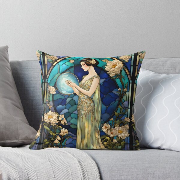 Item preview, ROARING 1920s FLAPPER LADY CHINOISE DAME GODDESS Stained Glass Style - Early Century Art Deco Nouveau ~ Birthday Christmas Gift designed and sold by Spinning Plates 360.