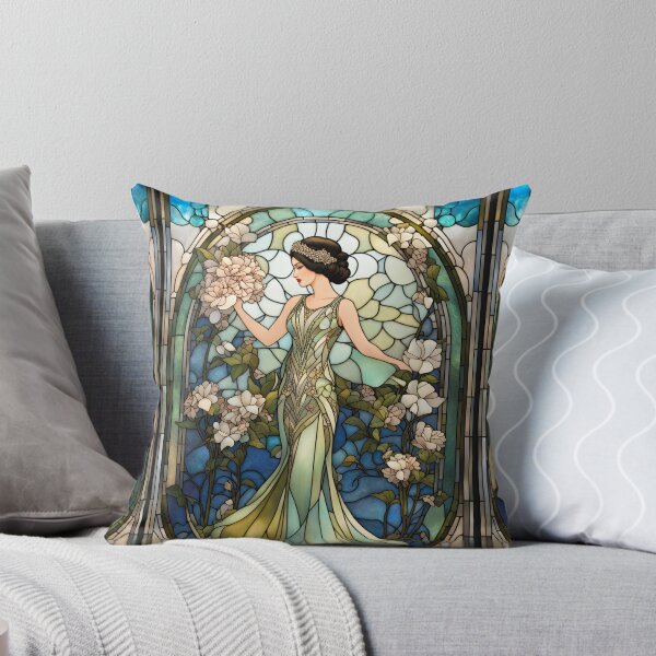 Item preview, ROARING 1920s FLAPPER LADY CHINOISE DAME GODDESS Stained Glass Style - Early Century Art Deco Nouveau ~ Birthday Christmas Gift designed and sold by Spinning Plates 360.