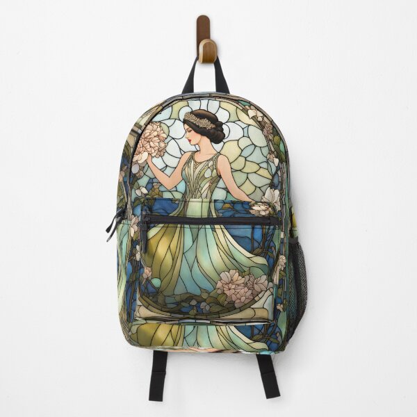 Item preview, ROARING 1920s FLAPPER LADY CHINOISE DAME GODDESS Stained Glass Style - Early Century Art Deco Nouveau ~ Birthday Christmas Gift designed and sold by Spinning Plates 360.