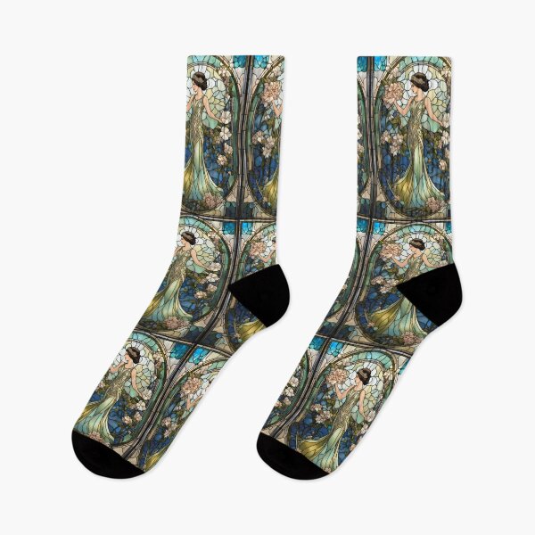 Item preview, ROARING 1920s FLAPPER LADY CHINOISE DAME GODDESS Stained Glass Style - Early Century Art Deco Nouveau ~ Birthday Christmas Gift designed and sold by Spinning Plates 360.