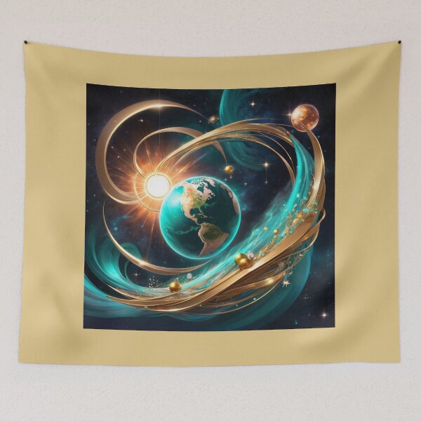 Item preview, Teal Earth And Solar Winds With Twisted Metal Reaching The Sun designed and sold by Melantari Vizuns.