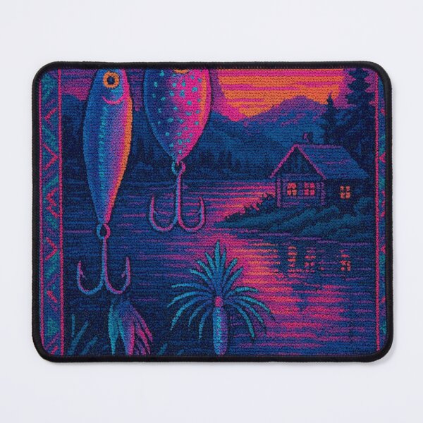 Item preview, 80s Fantasy & Synthwave Fishing Lodge – Handwoven Kilim Tapestry designed and sold by LuxuryApparels.