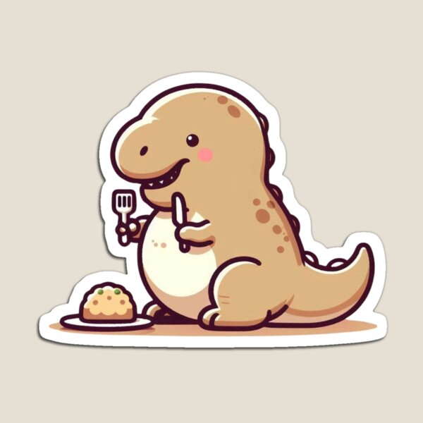 Item preview, Cute Chibi Dino Eating Food  designed and sold by Sweet Chibi Dreams.