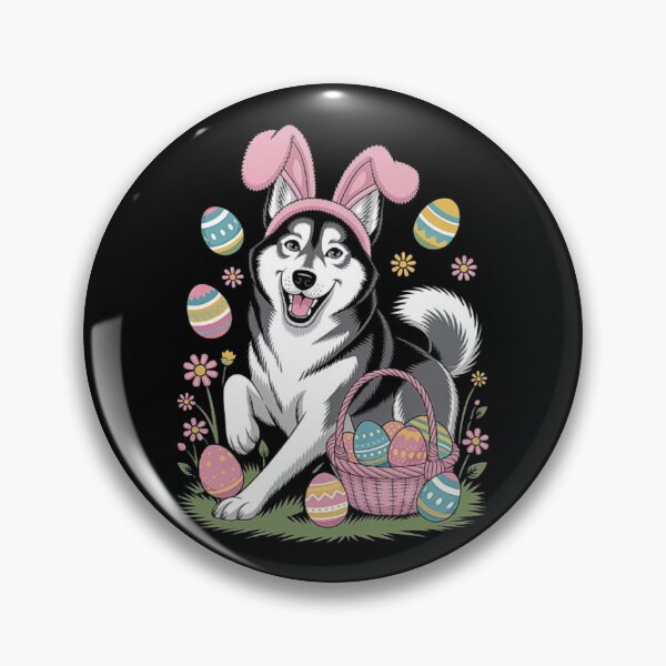Item preview, Cute Husky Easter Bunny Dog with Eggs designed and sold by love3617.