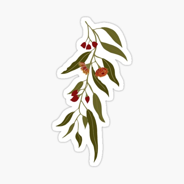 Item preview, Orange and red flowering gum blossom and leaves designed and sold by ahahdodo.