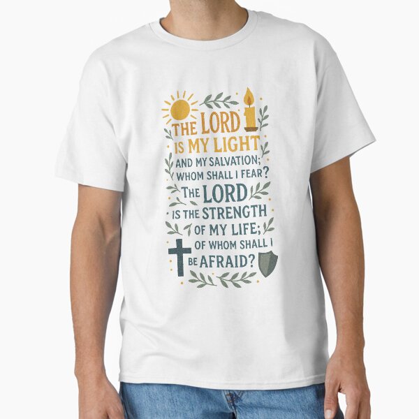 Artikel-Vorschau von Ein inspirierendes und tröstliches Design mit Versen aus Psalm 27:1: „Der Herr ist mein Licht und mein Heil; vor wem sollte ich mich fürchten? Der Herr ist die Stärke meines Lebens; vor wem sollte ich Angst haben?“, designt und verkauft von Faithloveshop.