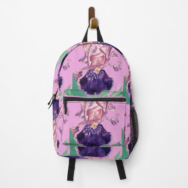 Item preview, Iris Watercolor Painting - Glorious Purple on Rose Pink designed and sold by Sarah Rajkotwala.