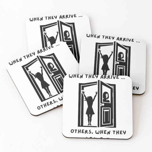 Item preview, Some Guests Shine When They Arrive, Others When They Leave – Inspirational Design with Woman and Door" designed and sold by JenniferCreaArte .