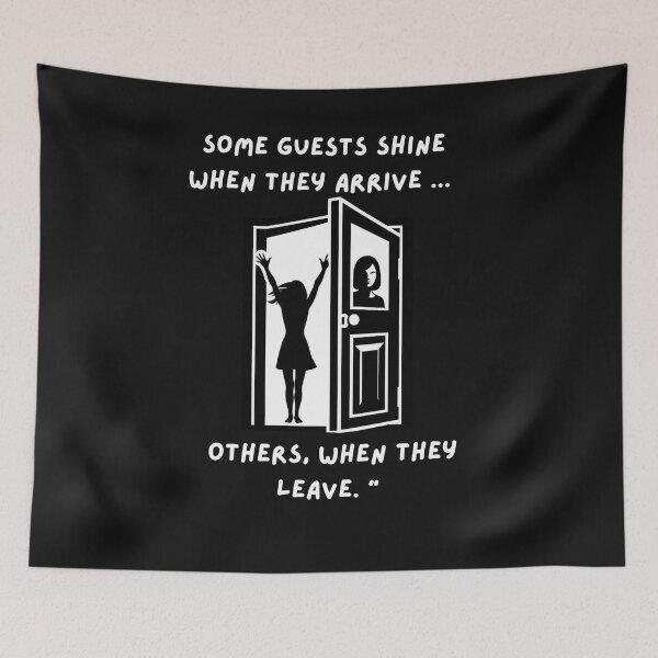 Item preview, Some Guests Shine When They Arrive, Others When They Leave – Inspirational Design with Woman and Door" designed and sold by JenniferCreaArte .
