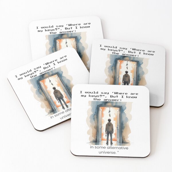 Item preview, "Where Are My Keys? Lost in an Alternative Universe – Sci-Fi Mystery Art with Open Door" designed and sold by JenniferCreaArte .