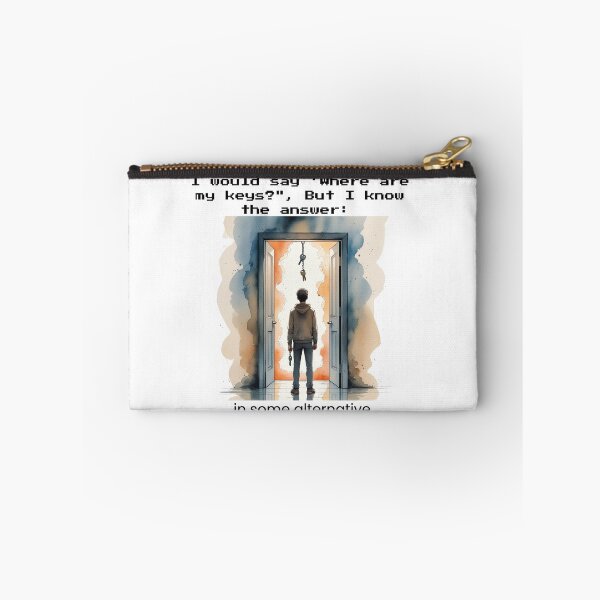 Item preview, "Where Are My Keys? Lost in an Alternative Universe – Sci-Fi Mystery Art with Open Door" designed and sold by JenniferCreaArte .