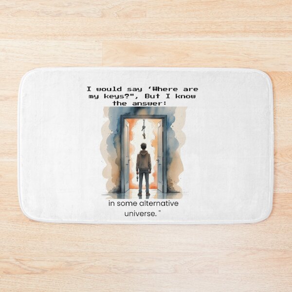 Item preview, "Where Are My Keys? Lost in an Alternative Universe – Sci-Fi Mystery Art with Open Door" designed and sold by JenniferCreaArte .