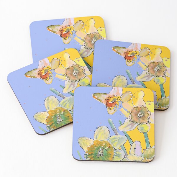 Item preview, Abstract Yellow Daffodil Watercolor Pattern on Lavender designed and sold by Sarah  Rajkotwala.
