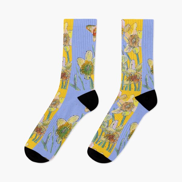 Item preview, Abstract Yellow Daffodil Watercolor Pattern on Lavender designed and sold by Sarah  Rajkotwala.