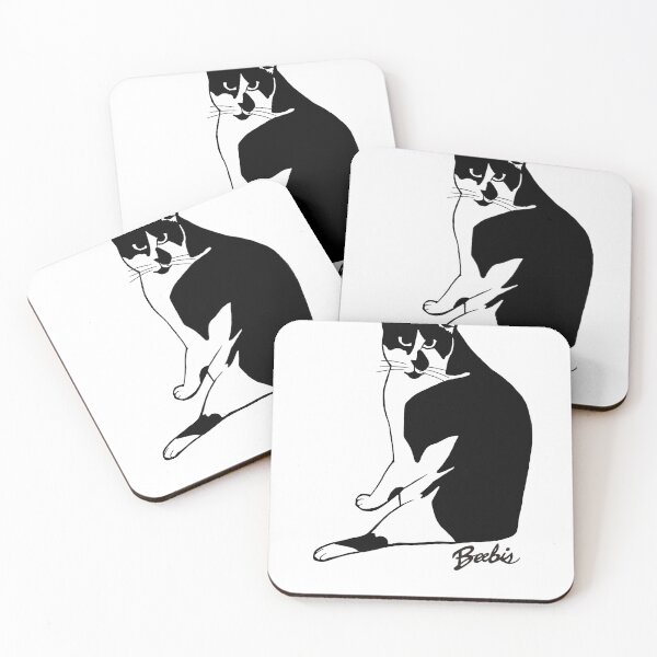 Item preview, Funny Tuxedo Kitty is Surprised Black and White Bobtail Cat designed and sold by Beebis.