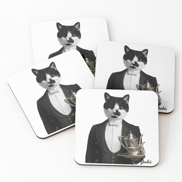 Item preview, Elegant Manx Cat inspired by Downton Abbey who is a Black and White Bobtail Kitty designed and sold by Beebis.