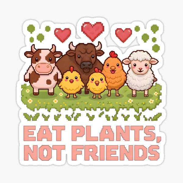 Item preview, Cute Pixel Art Vegan Design – Eat Plants, Not Friends designed and sold by YNAMREG.