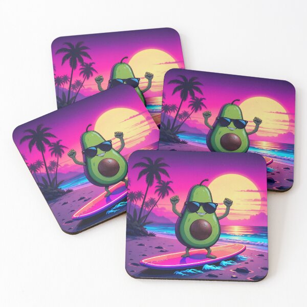 Item preview, Vaporwave Avocado Surfer – Retro 80s Neon Aesthetic designed and sold by Dino-Lune.