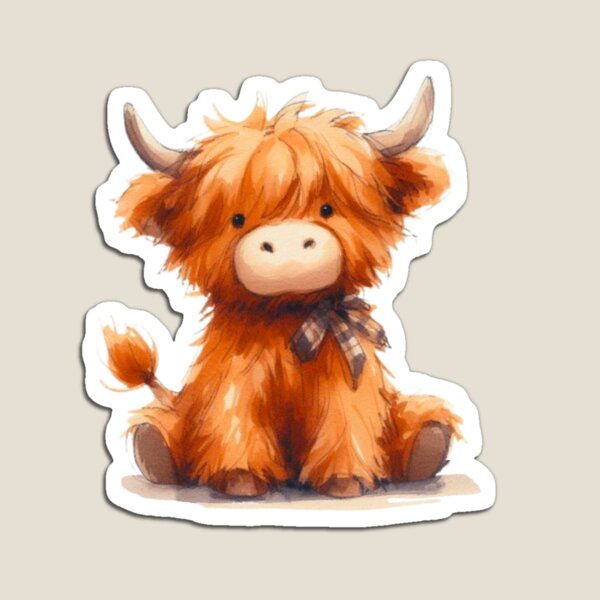 Vista previa del artículo con la obra «Vaca bebé de las tierras altas con lazo», diseñado y vendido por DaintyDooodles.