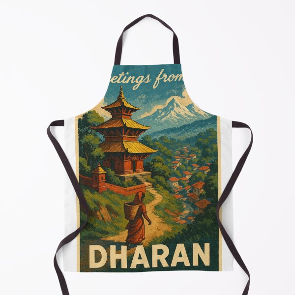 Item preview, Dharan Temple and Village with Mountain Backdrop, Nepal designed and sold by Aryabek.