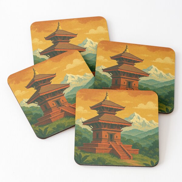 Item preview, Dharan Temple with Mountain Backdrop, Nepal designed and sold by Aryabek.