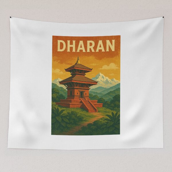 Item preview, Dharan Temple with Mountain Backdrop, Nepal designed and sold by Aryabek.