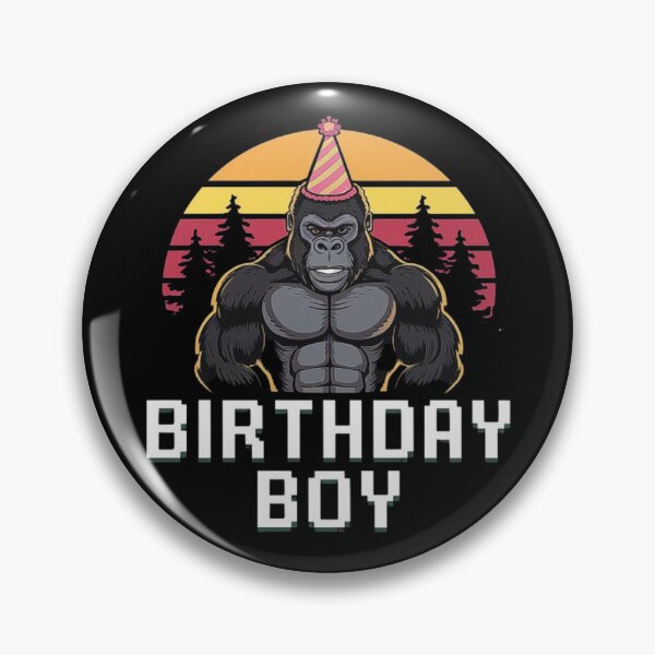 Item preview, Strong Gorilla Birthday Boy Retro Sunset – Funny Party Animal Design designed and sold by love3617.