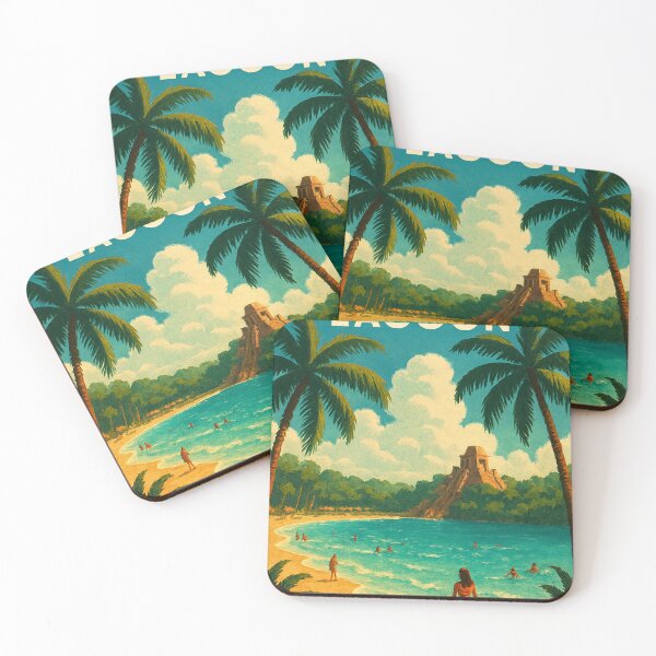 Item preview, Sunway Lagoon Beach Scene with Water Slide and Palm Trees designed and sold by Aryabek.