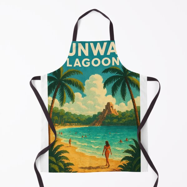 Item preview, Sunway Lagoon Beach Scene with Water Slide and Palm Trees designed and sold by Aryabek.