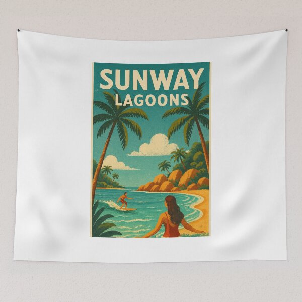 Item preview, Sunway Lagoons with Water Slide and Palm Trees designed and sold by Aryabek.